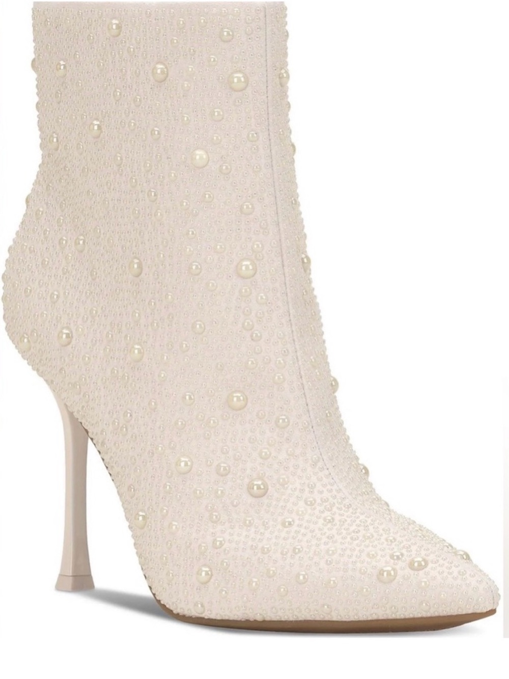 INC CONCEPTS Rakima Pearl-Embellished Ivory Stiletto Ankle Boot Sz 8.5